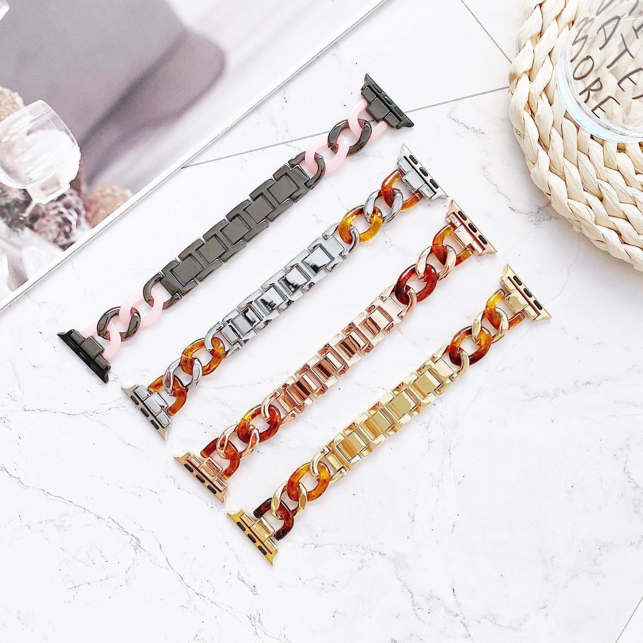 【12色】 樹脂 ステッチ デニム チェーン メタル バンド applewatch apple watch バンド givgiv