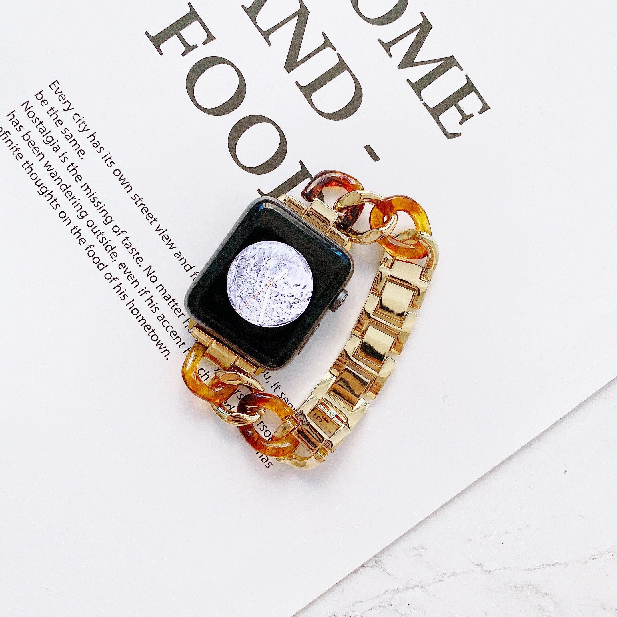 【12色】 樹脂 ステッチ デニム チェーン メタル バンド applewatch apple watch バンド givgiv