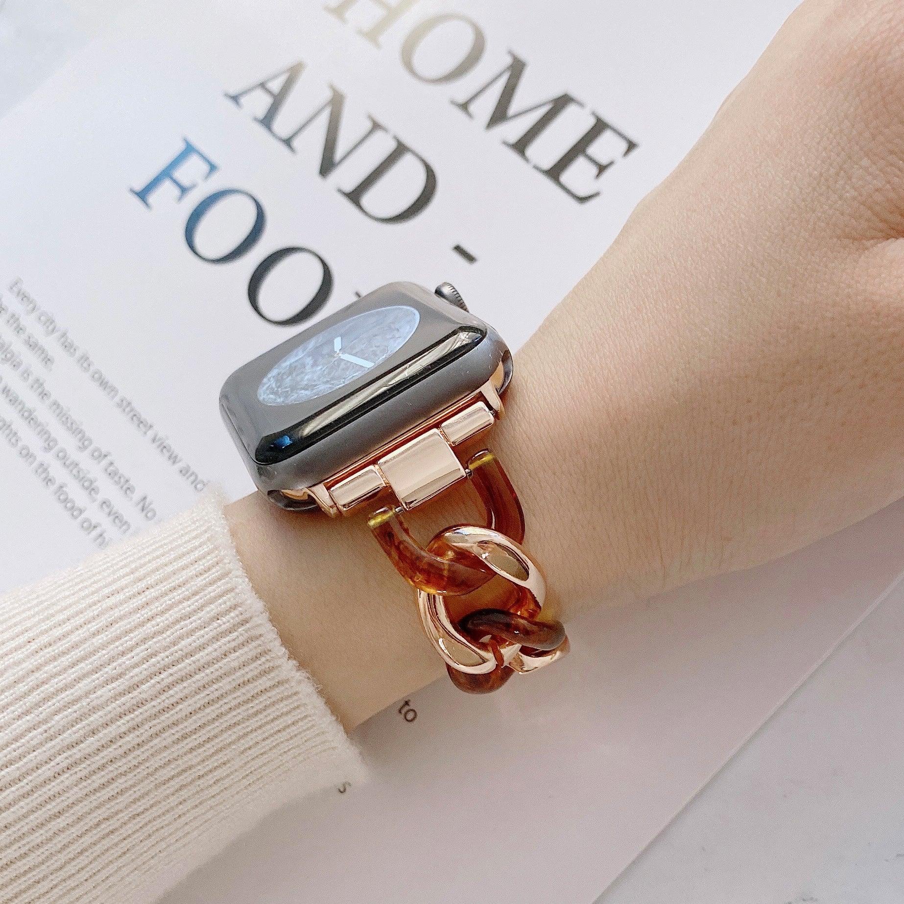 【12色】 樹脂 ステッチ デニム チェーン メタル バンド applewatch apple watch バンド givgiv