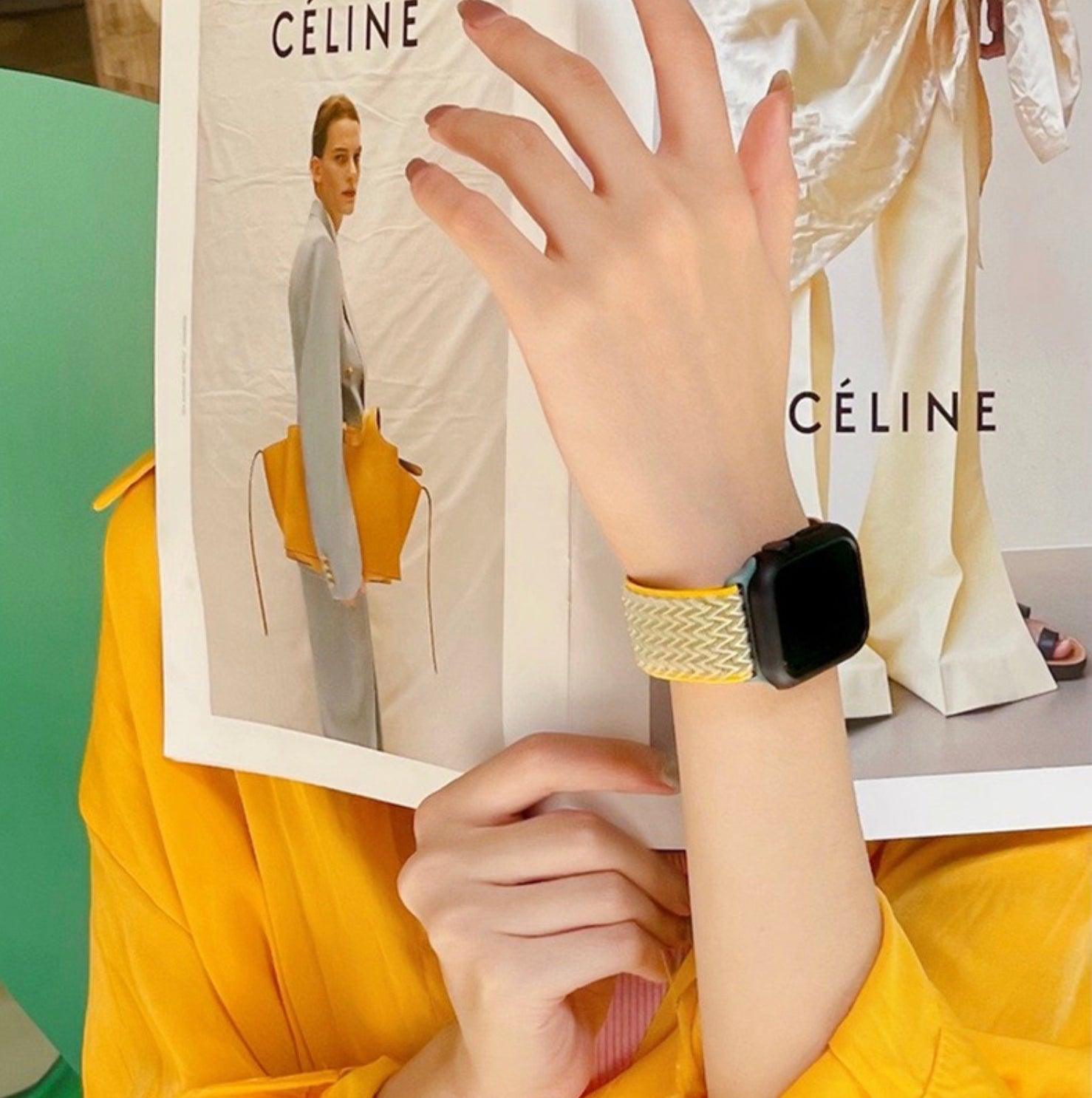 【12色】W字ストレッチバンド アップルウォッチ apple watch バンド givgiv 02レモンイエロー 38mm/40mm/41mm用