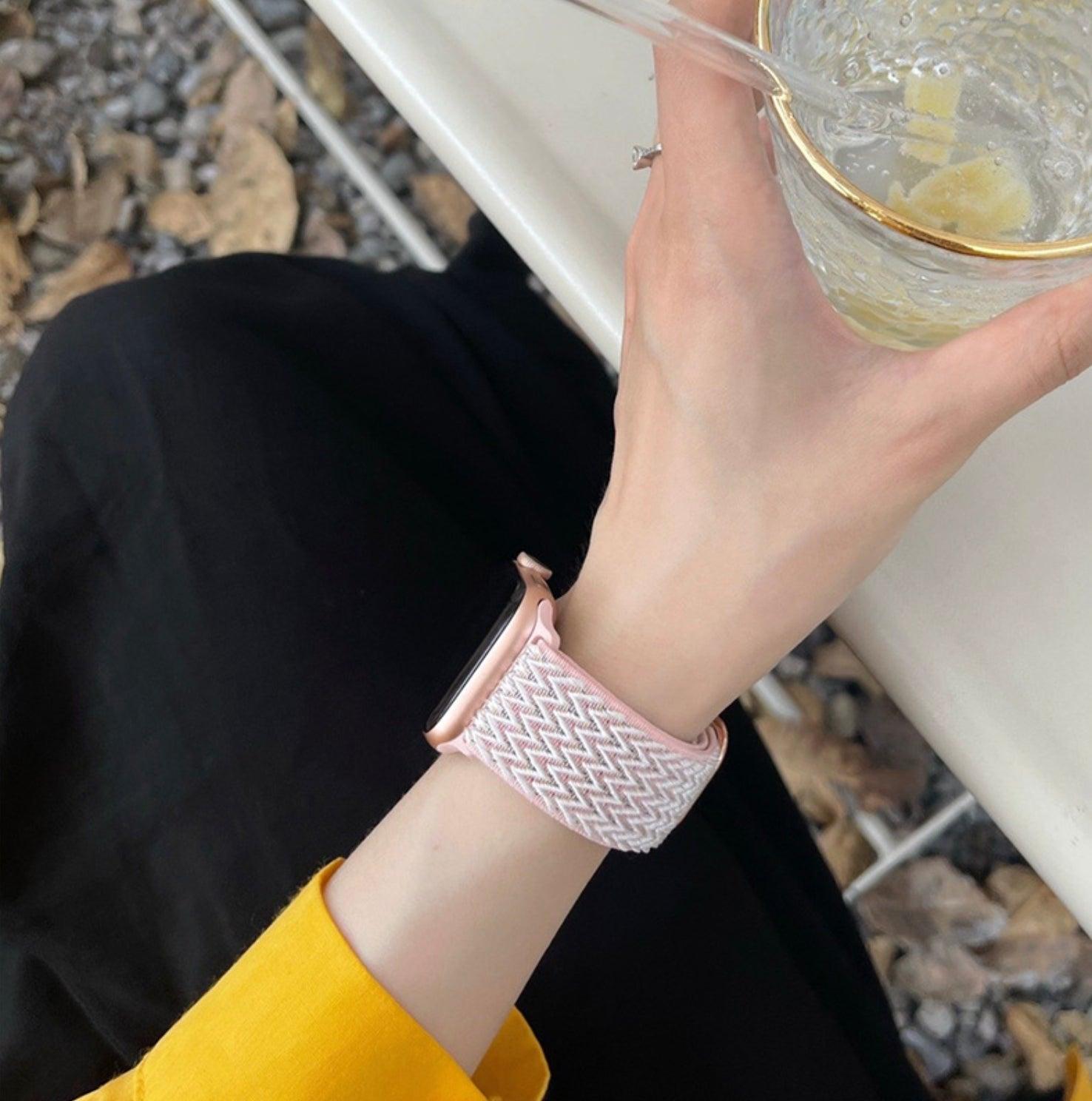 【12色】W字ストレッチバンド アップルウォッチ apple watch バンド givgiv 03ライトピンク 38mm/40mm/41mm用