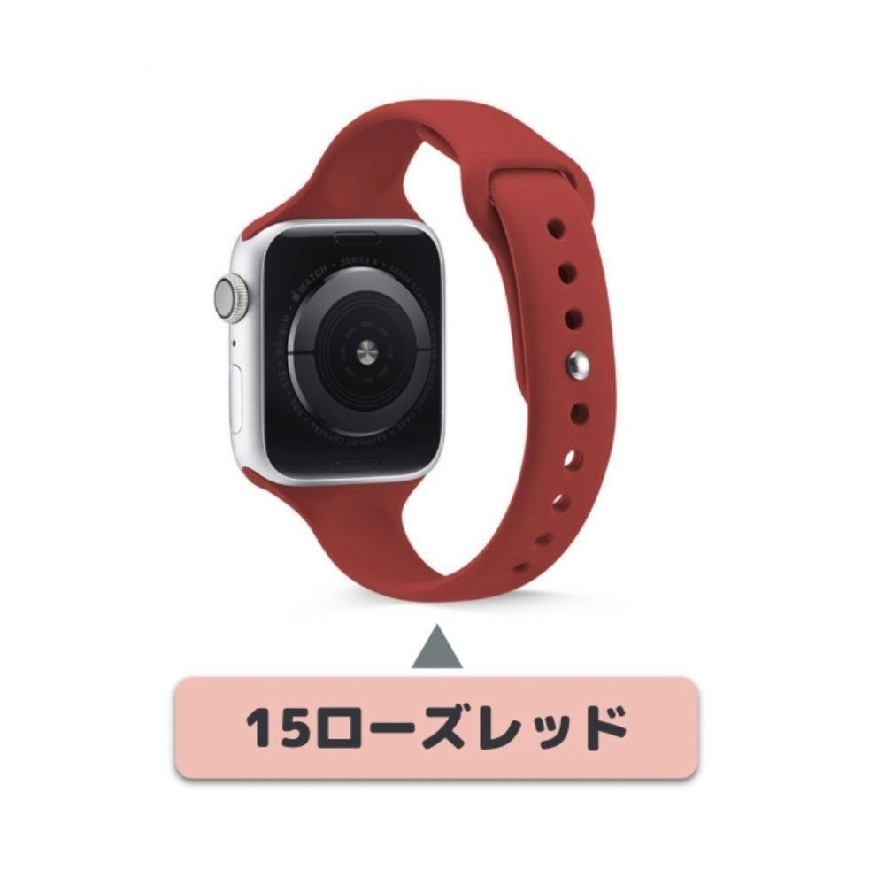 【17色】スリムシリコンバンド アップルウォッチ apple watch バンド givgiv 15ローズレッド 38mm/40mm/41mm用
