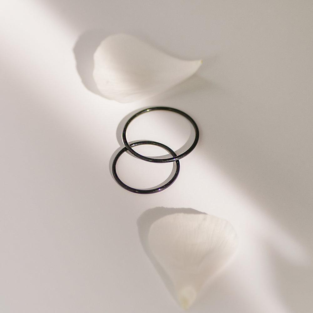 1mmブラックサージカルスチールリング ring SET ME UP♡