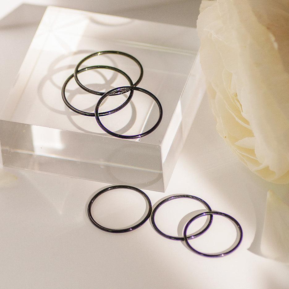 1mmブラックサージカルスチールリング ring SET ME UP♡