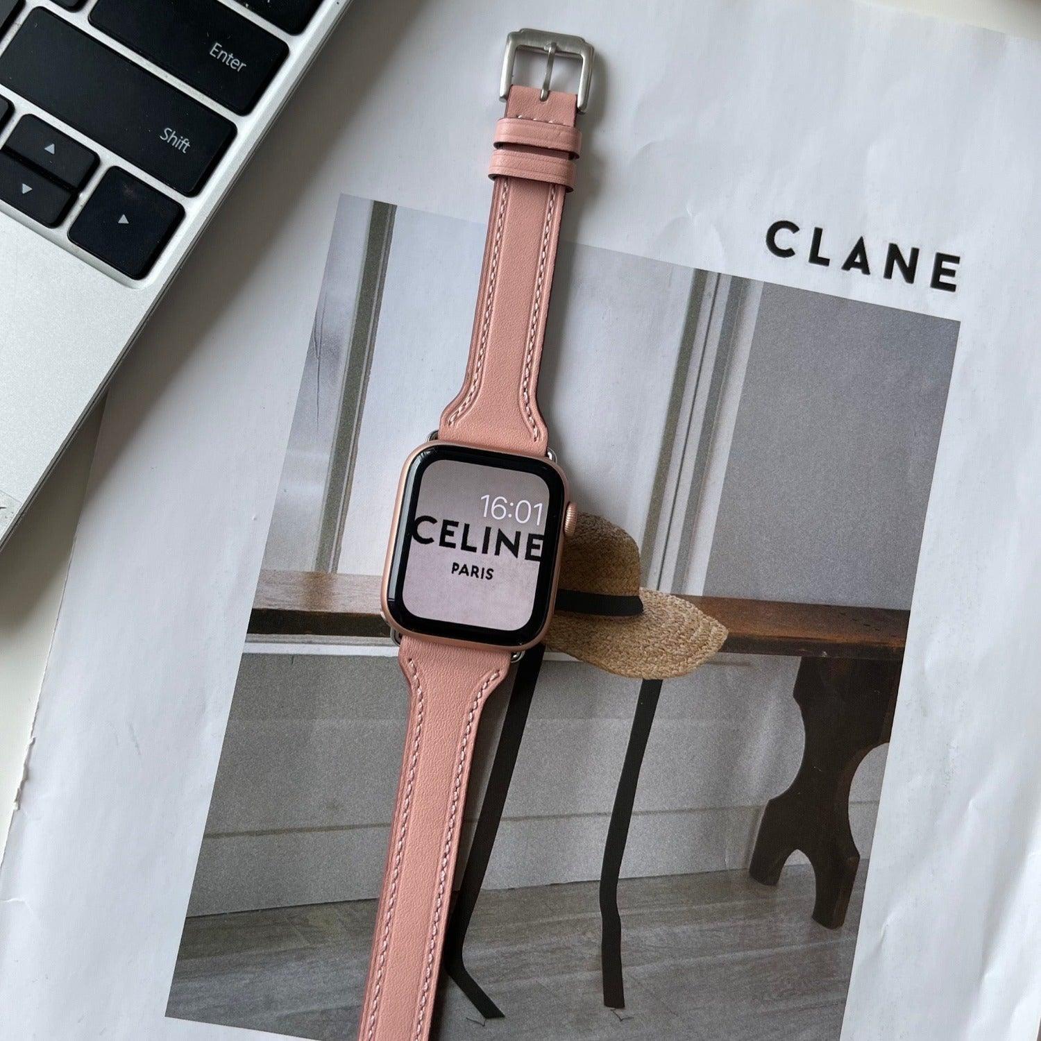 【4色】本革 2重巻き ビッグネーム バンド applewatch apple watch バンド givgiv 38mm/40mm/41mm用 04ピンク