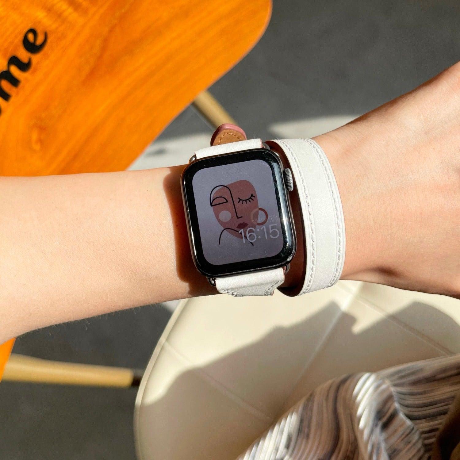 【4色】本革 2重巻き ビッグネーム バンド applewatch apple watch バンド givgiv