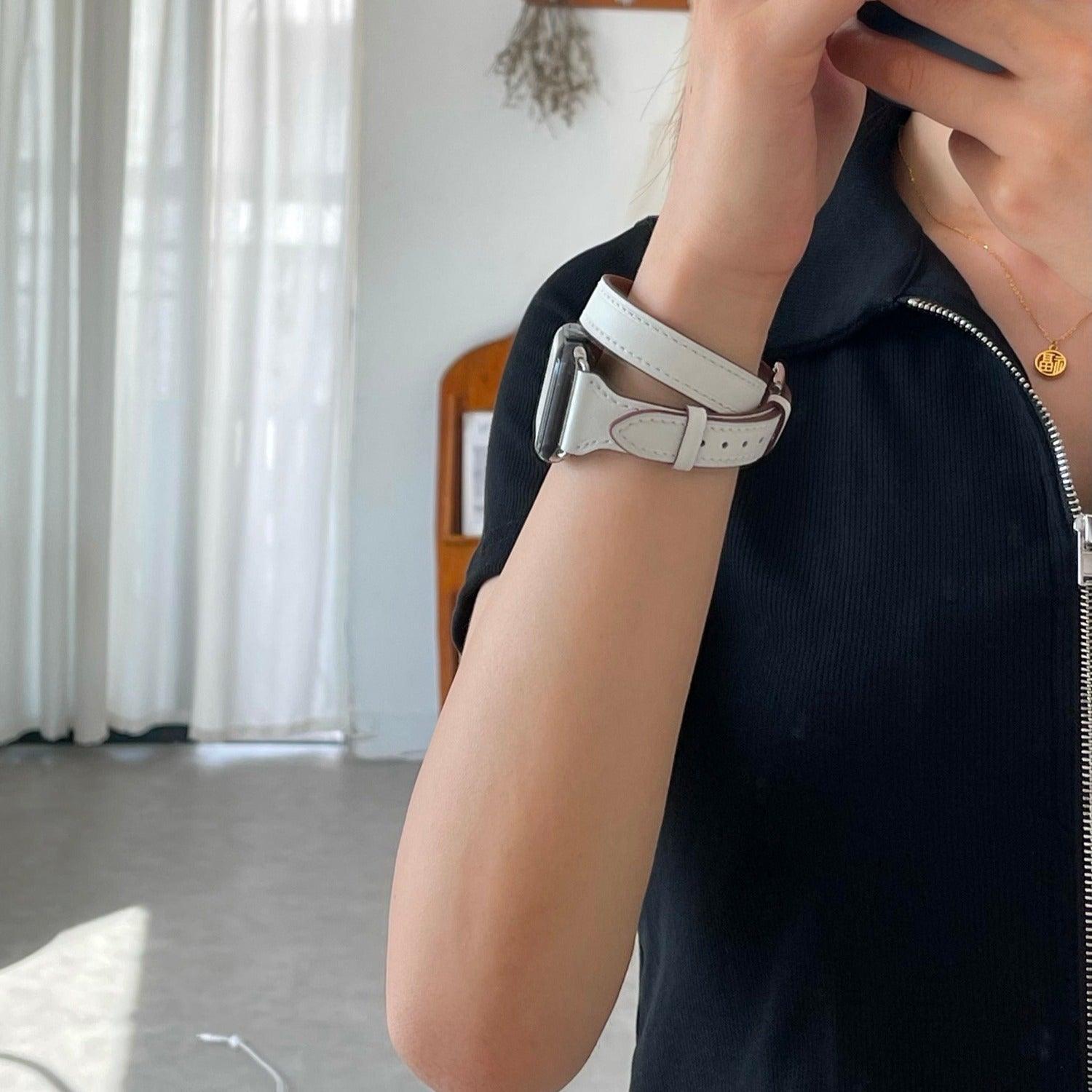 【4色】本革 2重巻き ビッグネーム バンド applewatch apple watch バンド givgiv