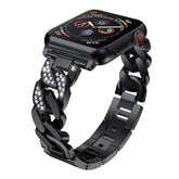 【4色】キュービック デニム チェーン メタル バンド applewatch apple watch バンド givgiv 38mm/40mm/41mm用 02ブラック(バンド単品)