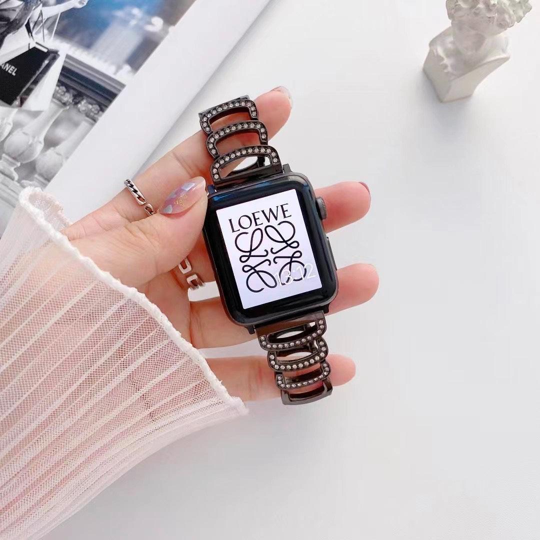 【4色】メタル キュービック Cチェーンバンド applewatch# apple watch バンド givgiv 38mm/40mm/41mm用 02ブラック