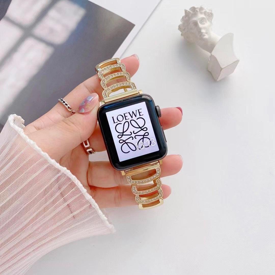 【4色】メタル キュービック Cチェーンバンド applewatch# apple watch バンド givgiv 38mm/40mm/41mm用 04ゴールド