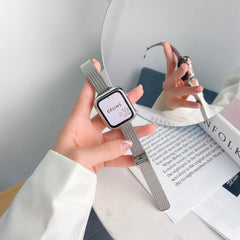 【4色】スリム編みこみパターンメタル ループバンド apple watch バンド givgiv 38mm/40mm/41mm用 01シルバー