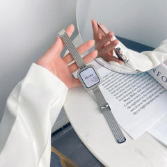 【4色】スリム編みこみパターンメタル ループバンド apple watch バンド givgiv