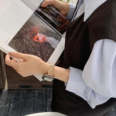 【4色】スリム編みこみパターンメタル ループバンド apple watch バンド givgiv