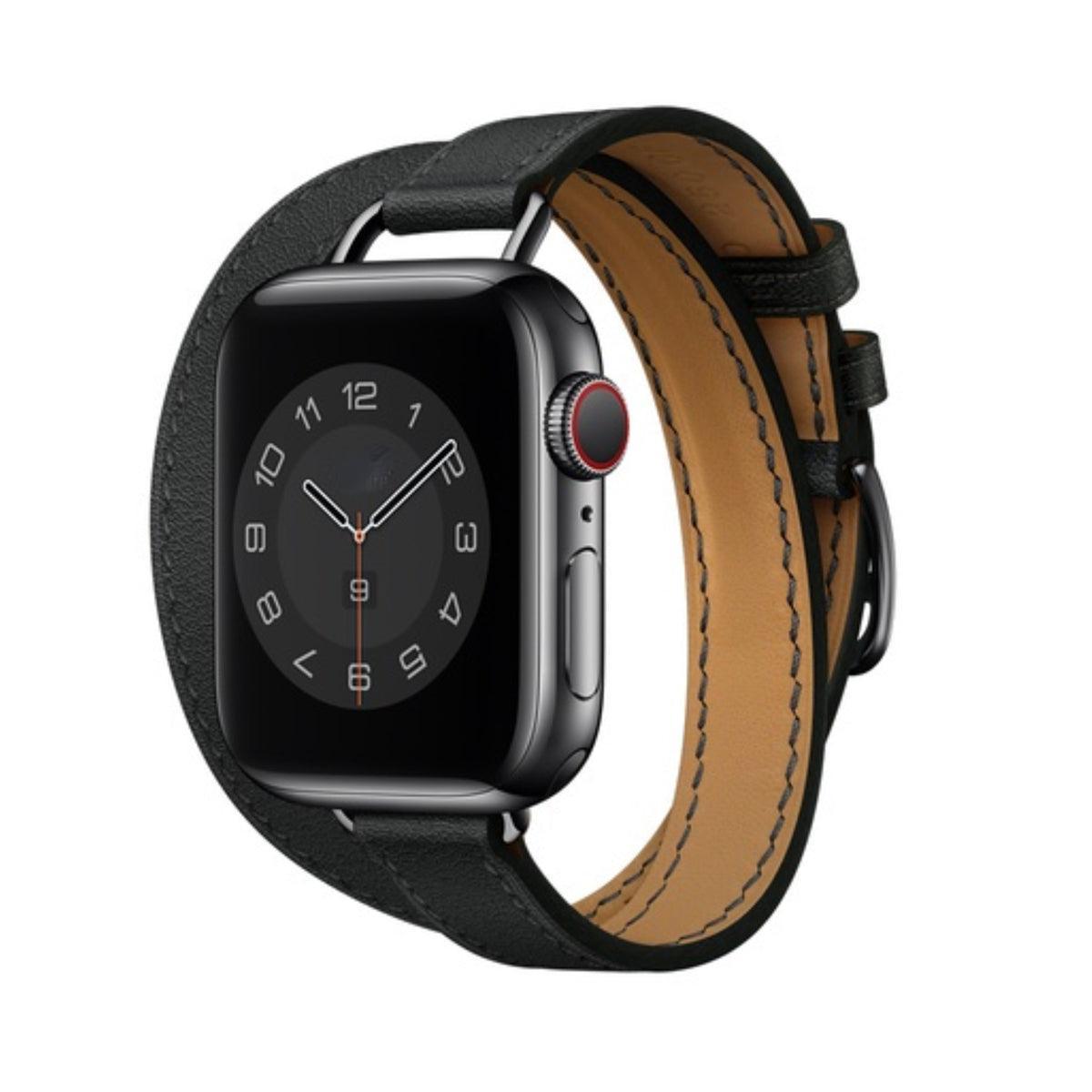 【5色】アトラージュ 本革 ダブルツアー バンド applewatch7 対応 apple watch バンド givgiv 38mm/40mm/41mm用 01ブラック