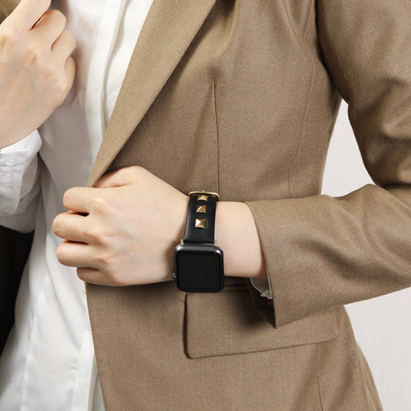 【5色-バンド単品】スクエア リベット 本革 applewatchバンド apple watch バンド givgiv