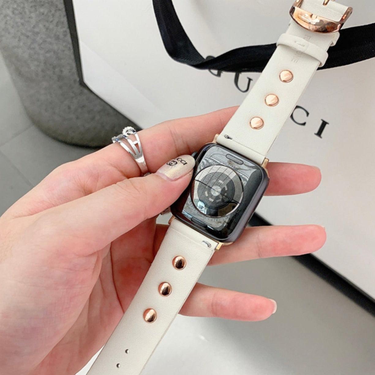 【5色-バンド単品】スクエア リベット 本革 applewatchバンド apple watch バンド givgiv