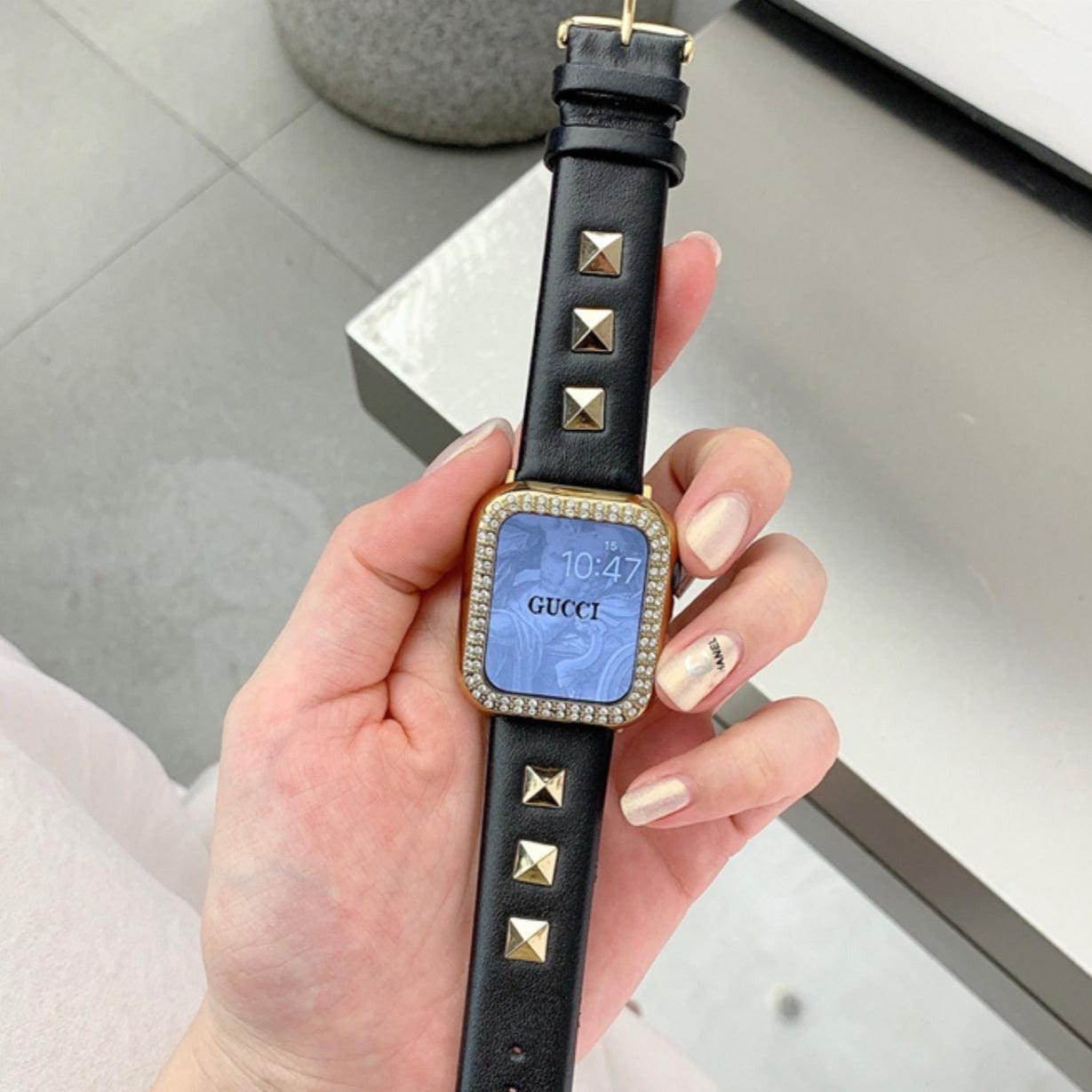 【5色-バンド単品】スクエア リベット 本革 applewatchバンド apple watch バンド givgiv