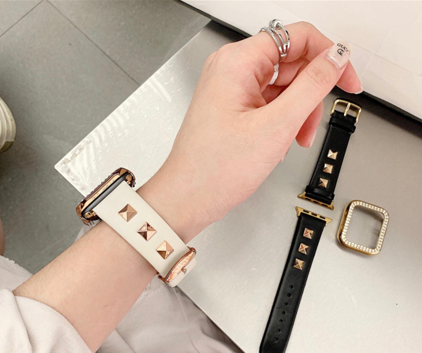 【5色-バンド単品】スクエア リベット 本革 applewatchバンド apple watch バンド givgiv