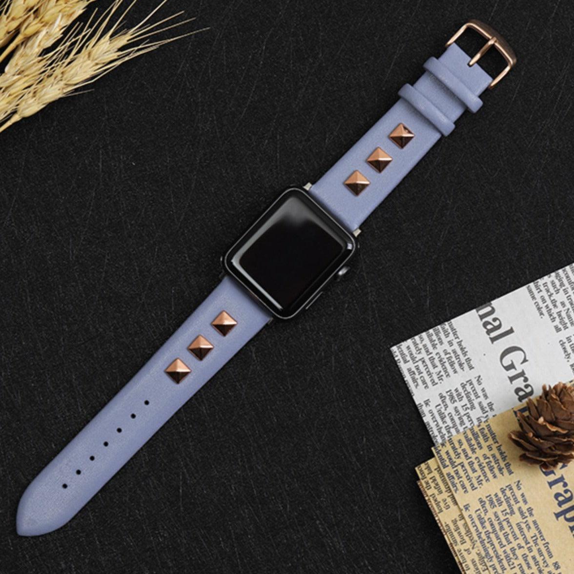 【5色-バンド単品】スクエア リベット 本革 applewatchバンド apple watch バンド givgiv 38mm/40mm/41mm用 04ダークブルー (バンドのみ)