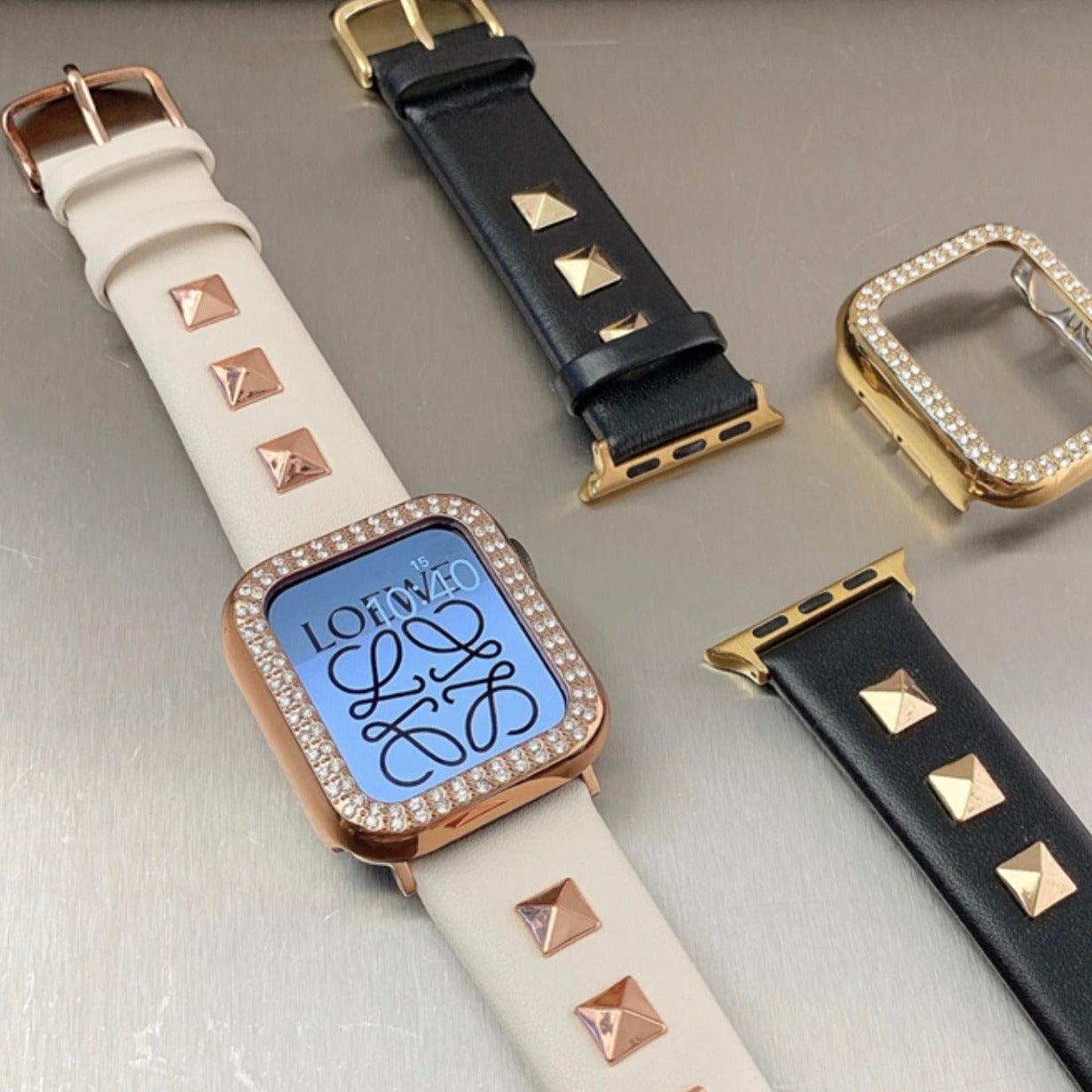 【5色-バンド単品】スクエア リベット 本革 applewatchバンド apple watch バンド givgiv