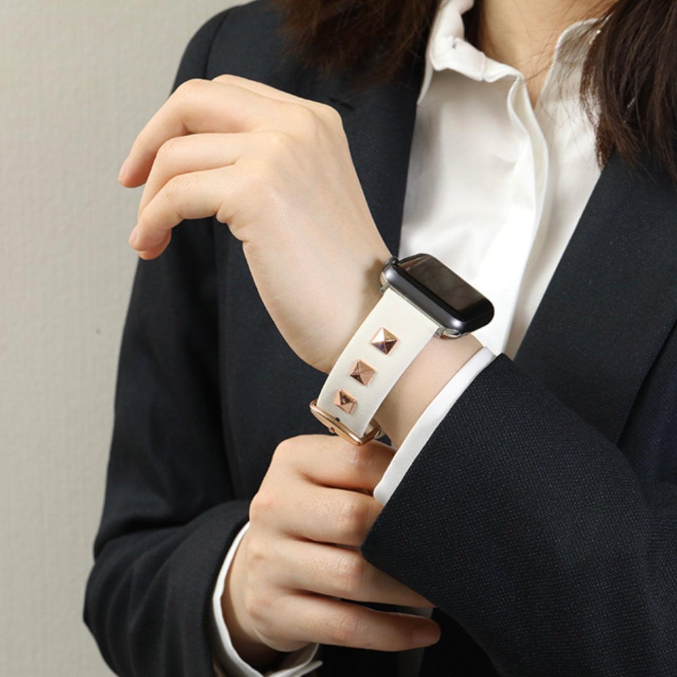 【5色-バンド単品】スクエア リベット 本革 applewatchバンド apple watch バンド givgiv