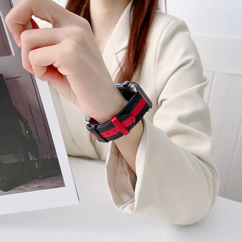 【5色】本革 ツートンラインアップルウォッチ バンド apple watch バンド givgiv