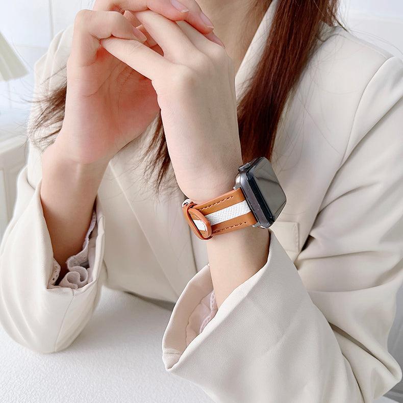 【5色】本革 ツートンラインアップルウォッチ バンド apple watch バンド givgiv