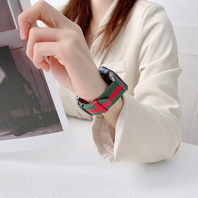 【5色】本革 ツートンラインアップルウォッチ バンド apple watch バンド givgiv