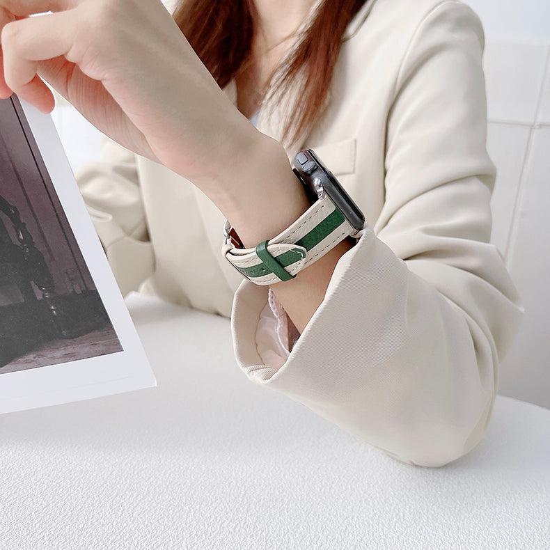 【5色】本革 ツートンラインアップルウォッチ バンド apple watch バンド givgiv