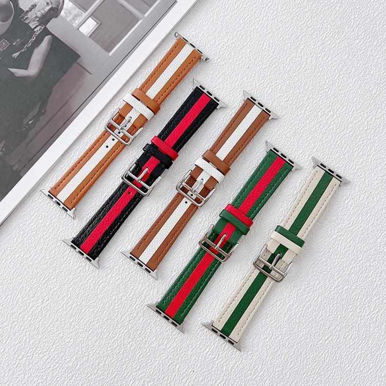 【5色】本革 ツートンラインアップルウォッチ バンド apple watch バンド givgiv
