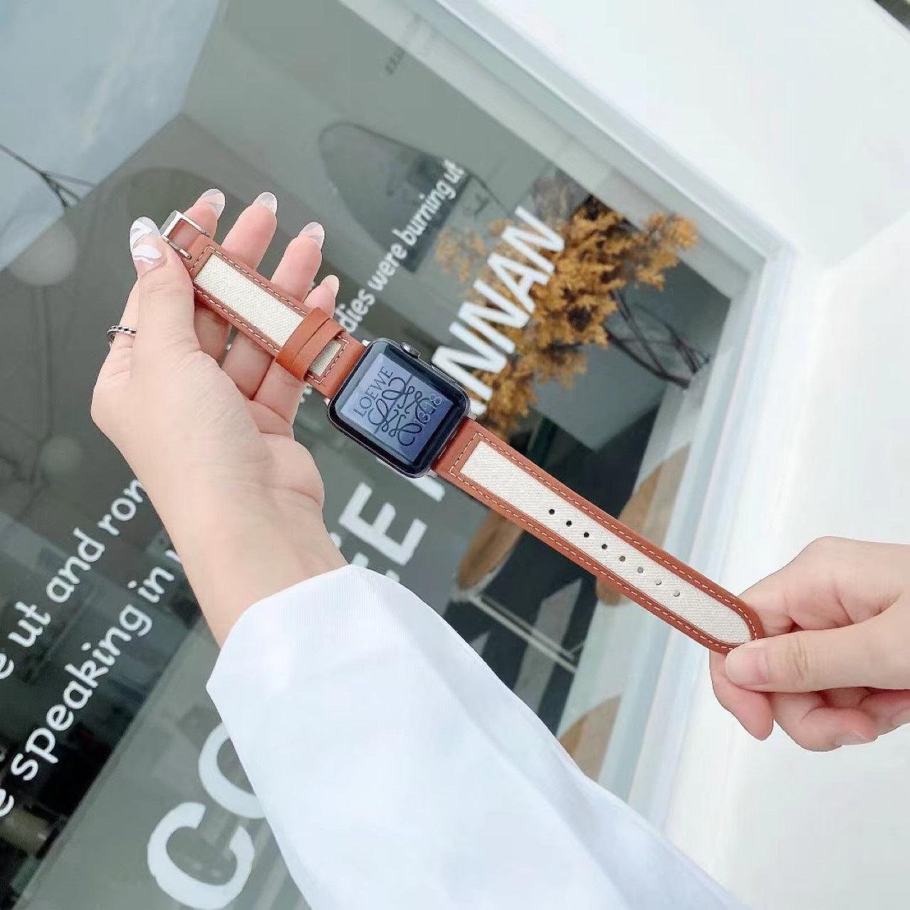 【5色】キャンバス 本革 アップルウォッチ バンド applewatch7 対応 apple watch バンド givgiv