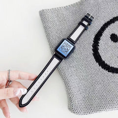 【5色】キャンバス 本革 アップルウォッチ バンド applewatch7 対応 apple watch バンド givgiv 38mm/40mm/41mm用 01ブラック