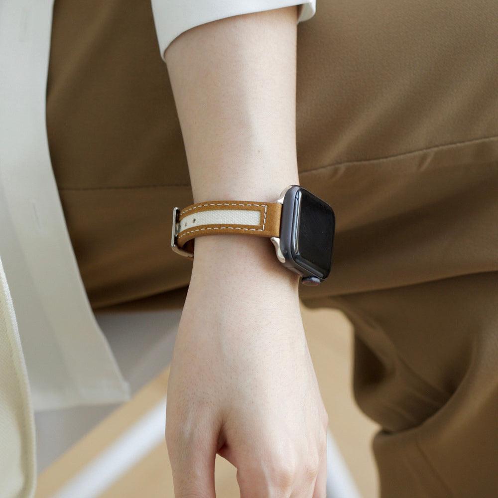 【5色】スリム キャンバス 本革 アップルウォッチ バンド apple watch バンド givgiv