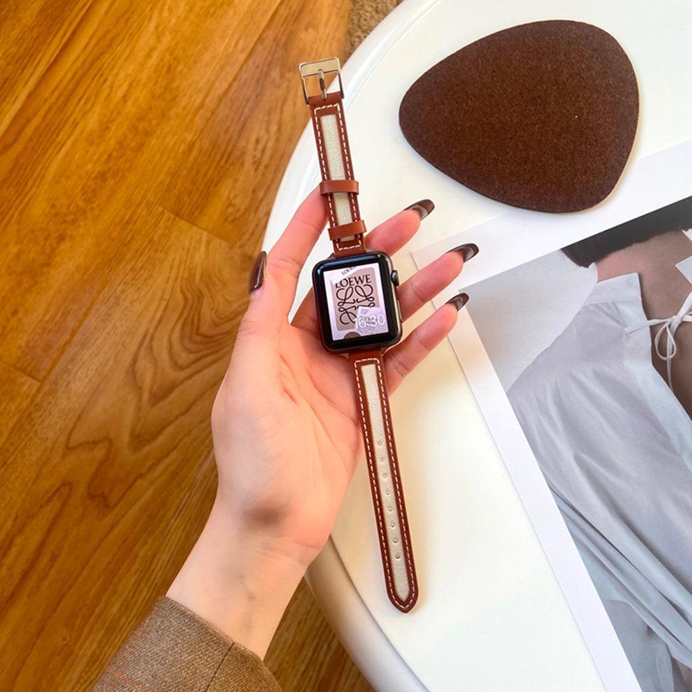 【5色】スリム キャンバス 本革 アップルウォッチ バンド apple watch バンド givgiv