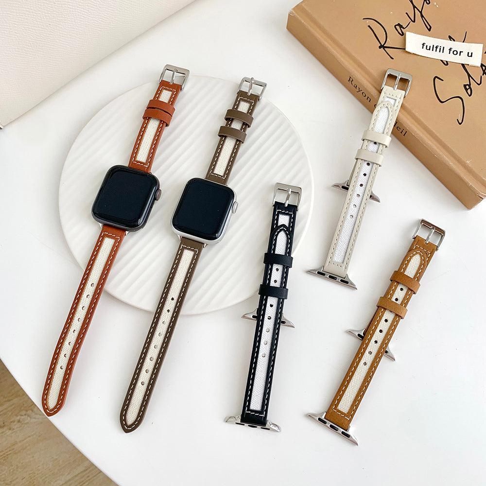 【5色】スリム キャンバス 本革 アップルウォッチ バンド apple watch バンド givgiv