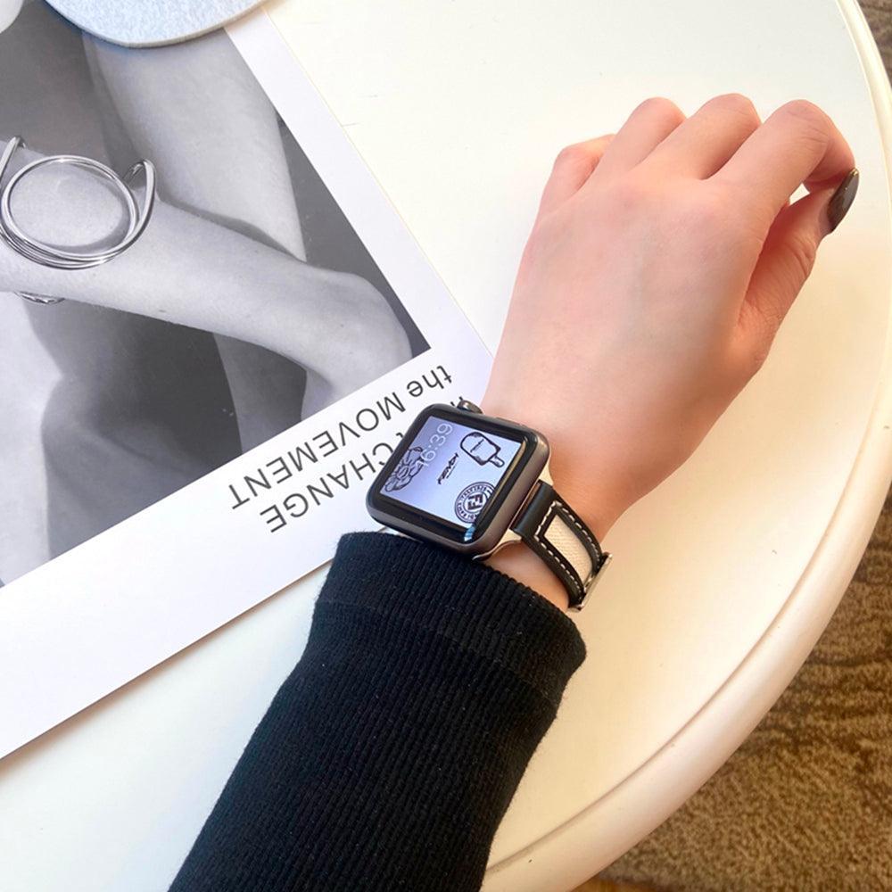 【5色】スリム キャンバス 本革 アップルウォッチ バンド apple watch バンド givgiv