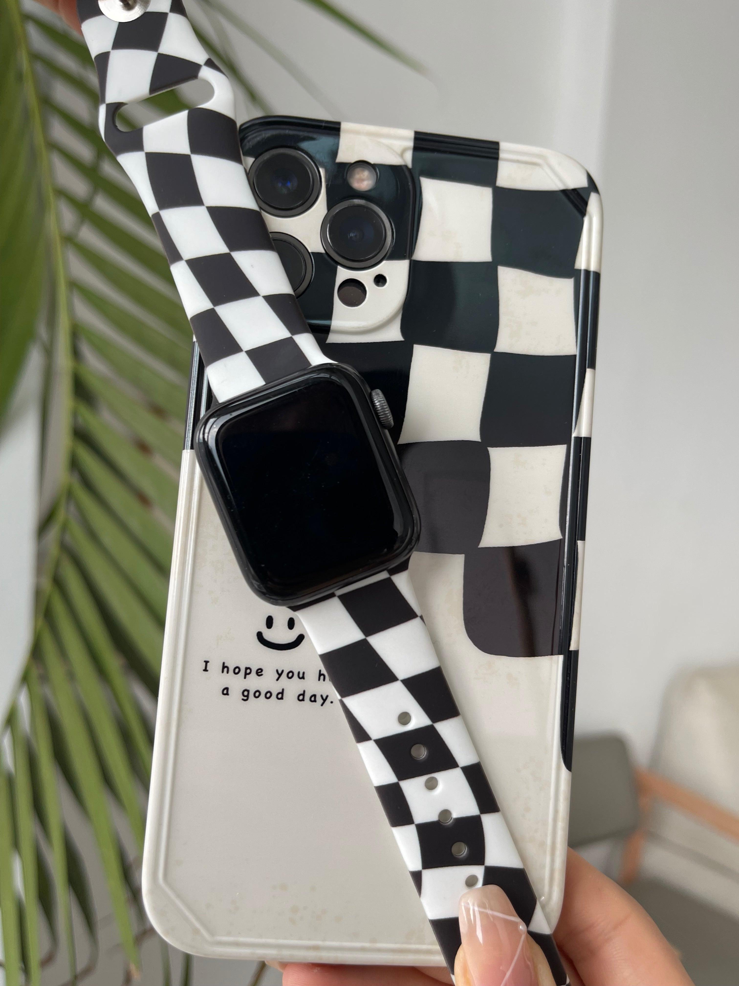 【6色】チェックグリッド シリコンバンド apple watch バンド givgiv 01黒グリッド (バンドのみ) 38mm/40mm/41mm用