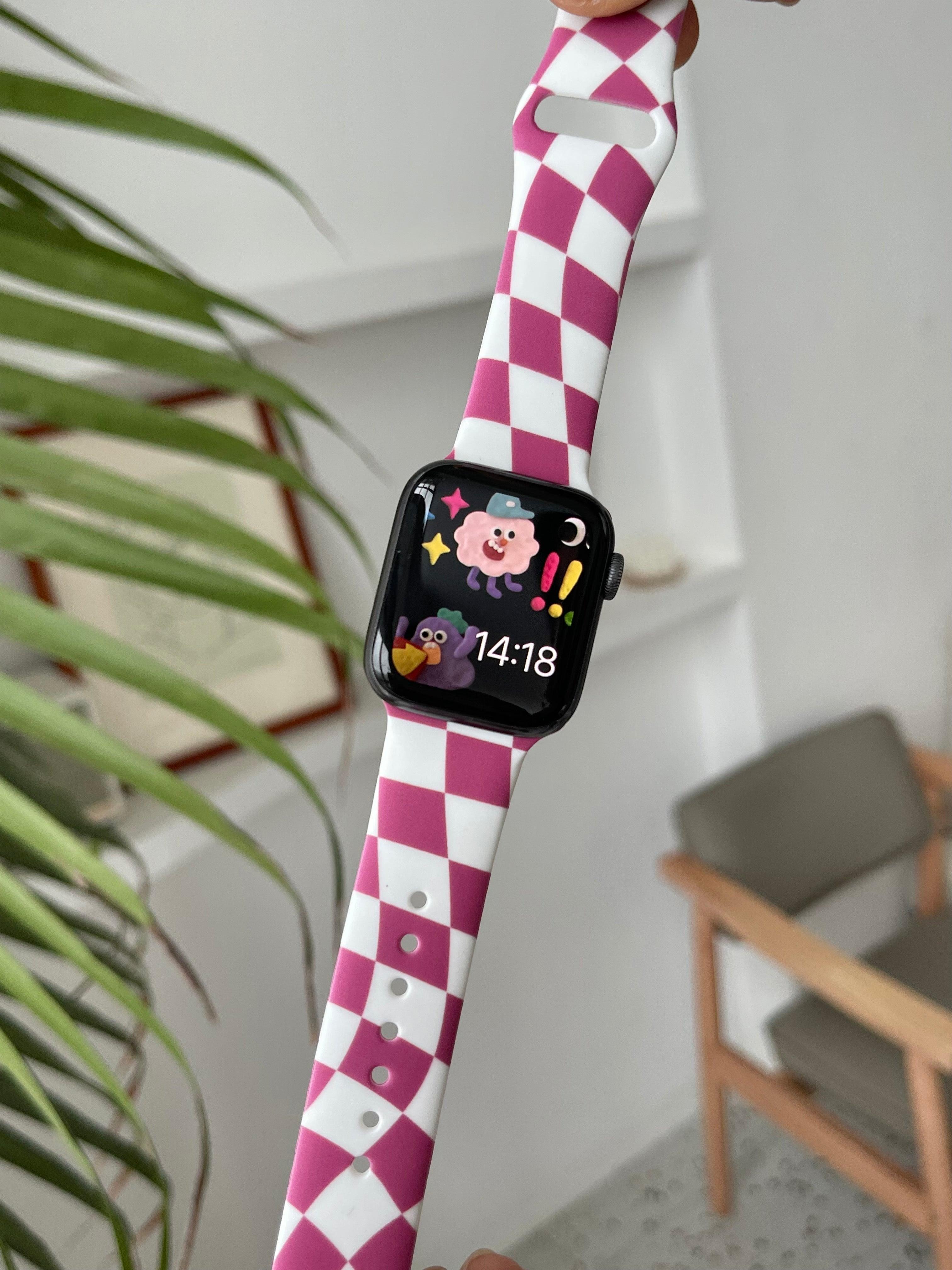 【6色】チェックグリッド シリコンバンド apple watch バンド givgiv 05ピンクグリッド (バンドのみ) 38mm/40mm/41mm用