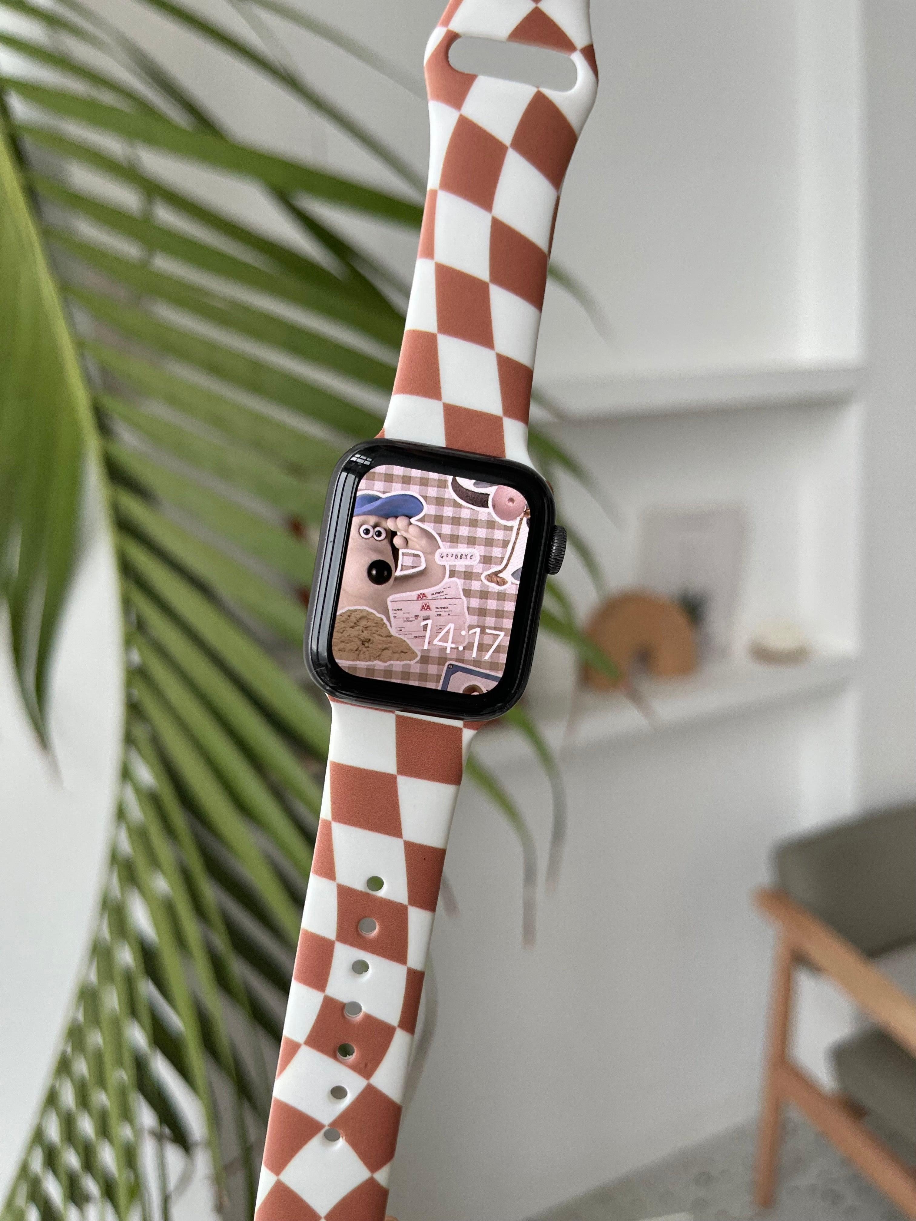 【6色】チェックグリッド シリコンバンド apple watch バンド givgiv 06ブラウングリッド (バンドのみ) 38mm/40mm/41mm用