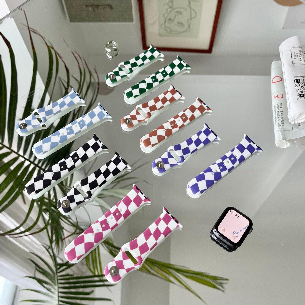 【6色】チェックグリッド シリコンバンド apple watch バンド givgiv