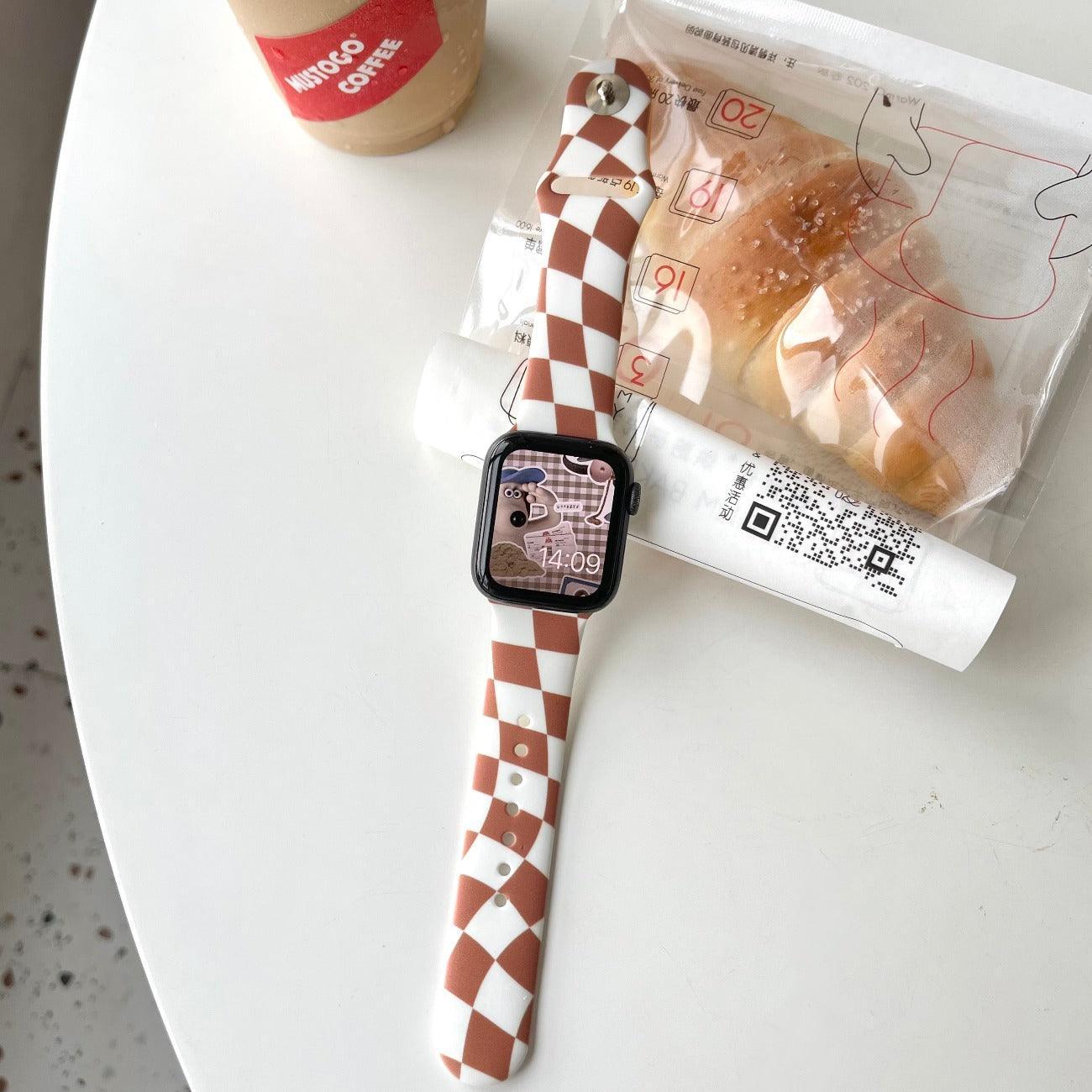 【6色】チェックグリッド シリコンバンド apple watch バンド givgiv