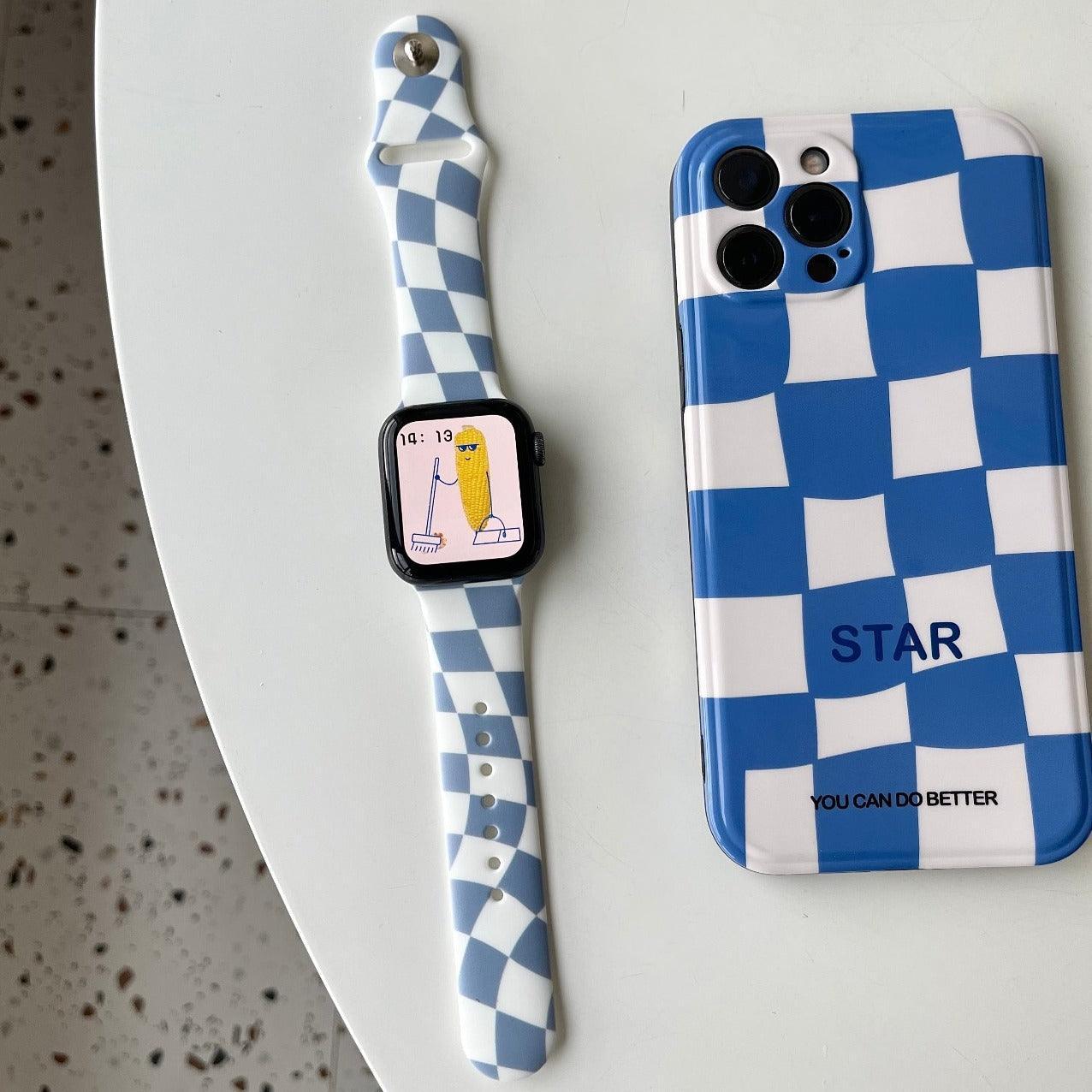 【6色】チェックグリッド シリコンバンド apple watch バンド givgiv