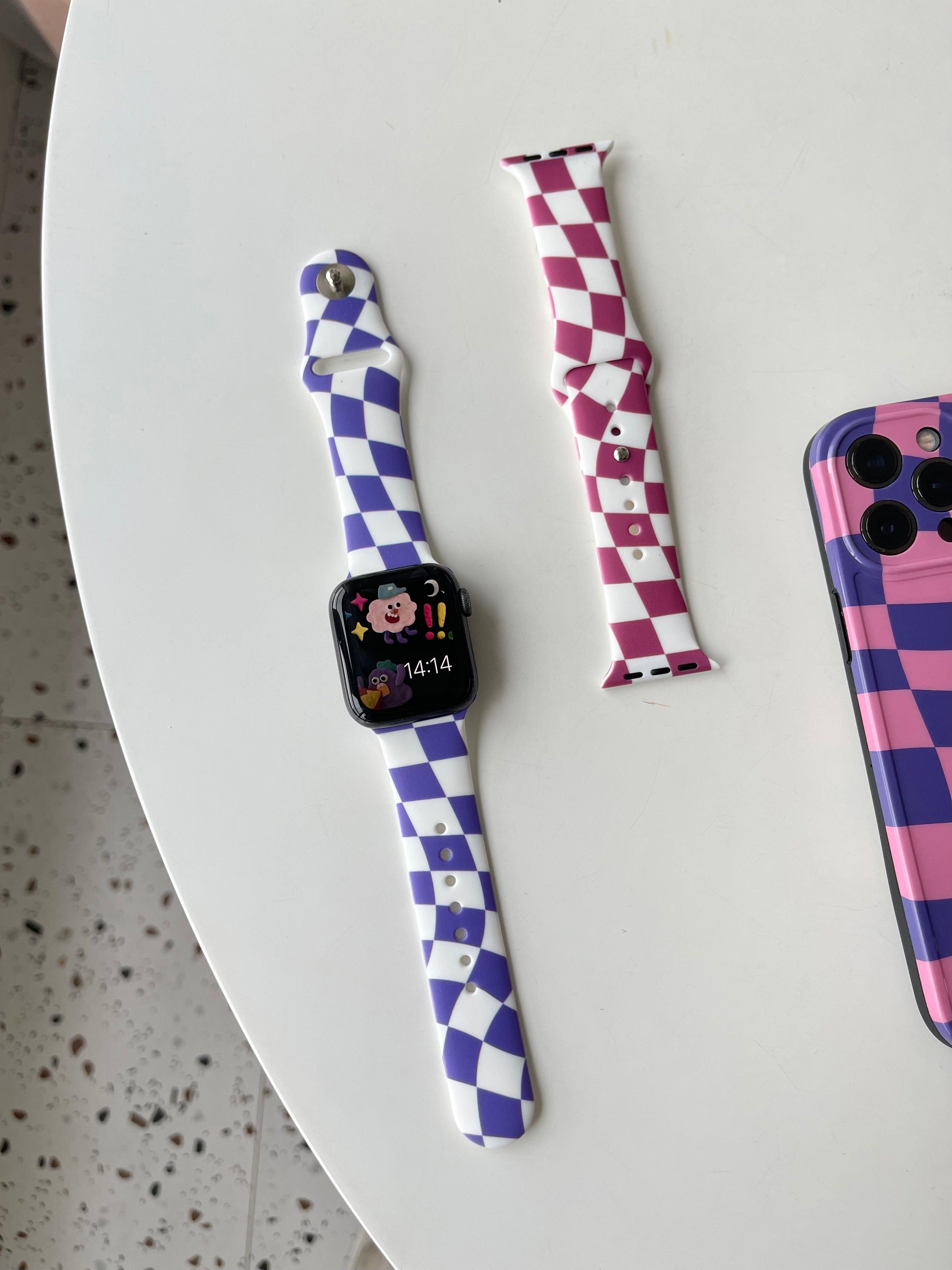 【6色】チェックグリッド シリコンバンド apple watch バンド givgiv