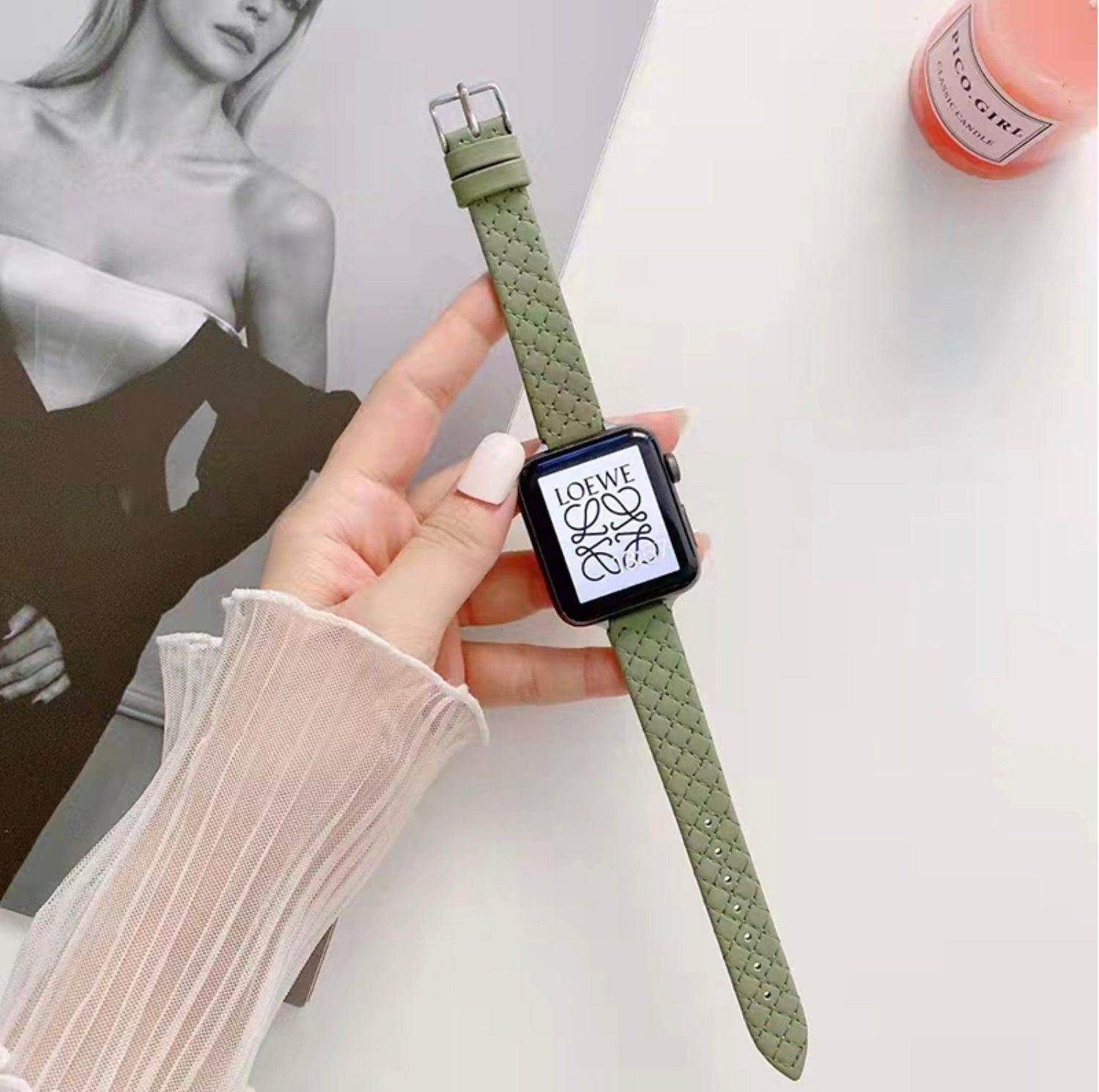 【6色】スリム スクエア 本革 applewatchバンド apple watch バンド givgiv 38mm/40mm/41mm用 04グリーン