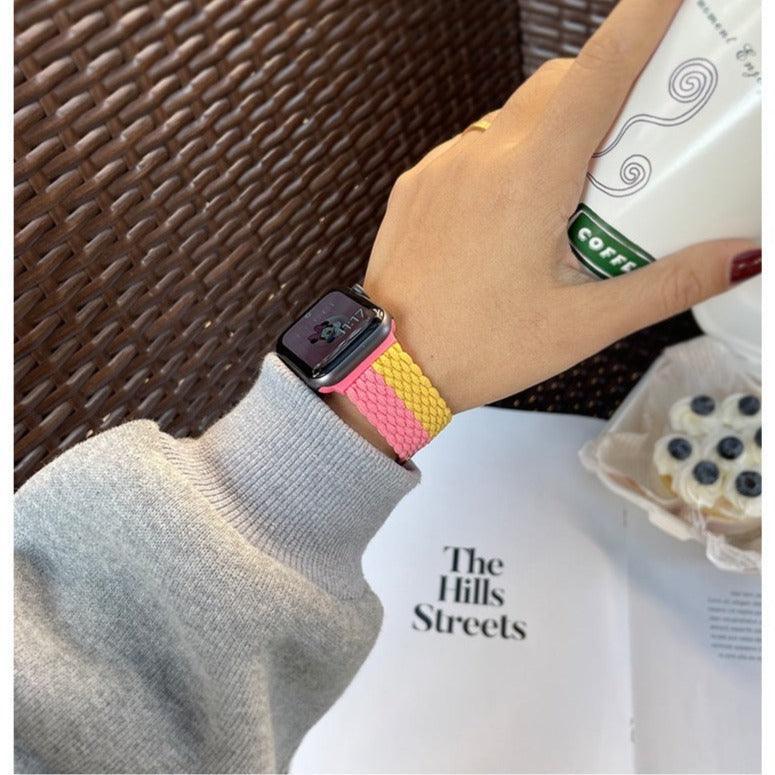 【6色】ツートン ストラップ ループ アップルウォッチバンド apple watch バンド givgiv 05イエロー&ピンク 38mm/40mm/41mm用