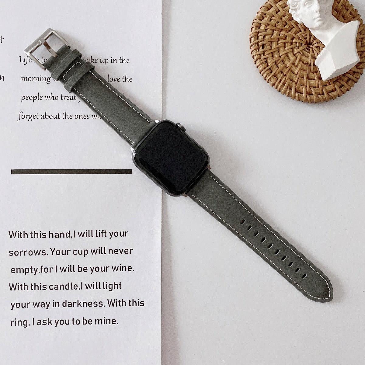 【7色】カーフスキン 本革 applewatchバンド apple watch バンド givgiv 38mm/40mm/41mm用 06ダークグレー