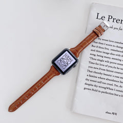 【7色】スリム 光沢 クロッコ型押、ヘビ型押し 本革 Applewatch バンド apple watch バンド givgiv 38mm/40mm/41mm用 02ブラウン(クロッコ柄、ツヤ有)