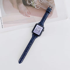 【7色】スリム 光沢 クロッコ型押、ヘビ型押し 本革 Applewatch バンド apple watch バンド givgiv 38mm/40mm/41mm用 07ネイビー(クロッコ柄、ツヤ有)