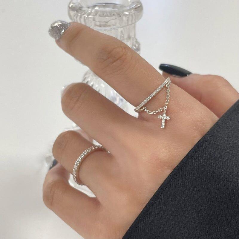 [925 Silver]キュービック クロス チェーン リング ring younglong-seoul 