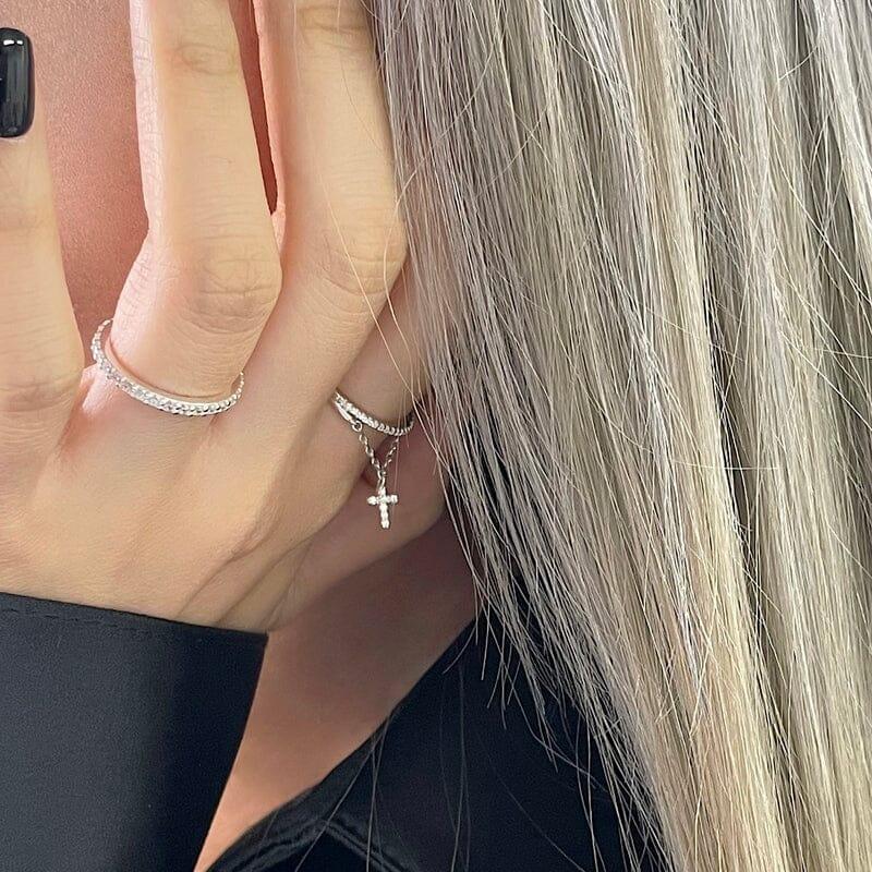 [925 Silver]キュービック クロス チェーン リング ring younglong-seoul 